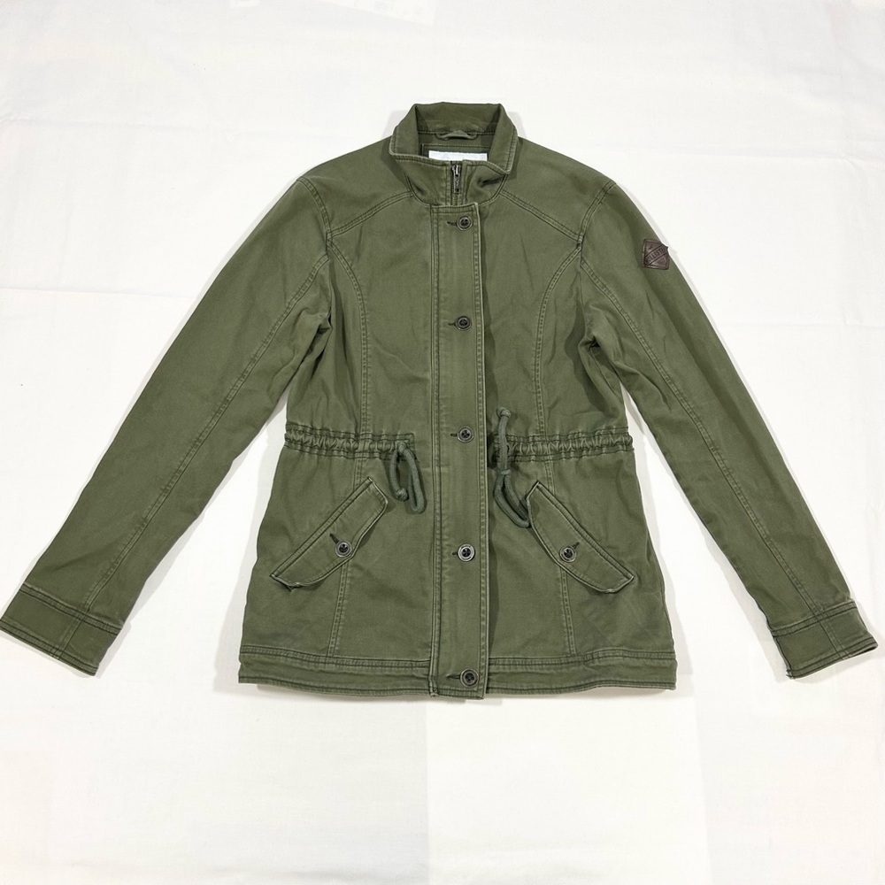 Hollister Womans Medium Full Zip Utility Military Jacket Canvas Olive Army Green